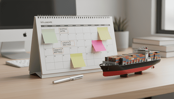 Shipping lead time planner Calendar planner with shipping dates marked